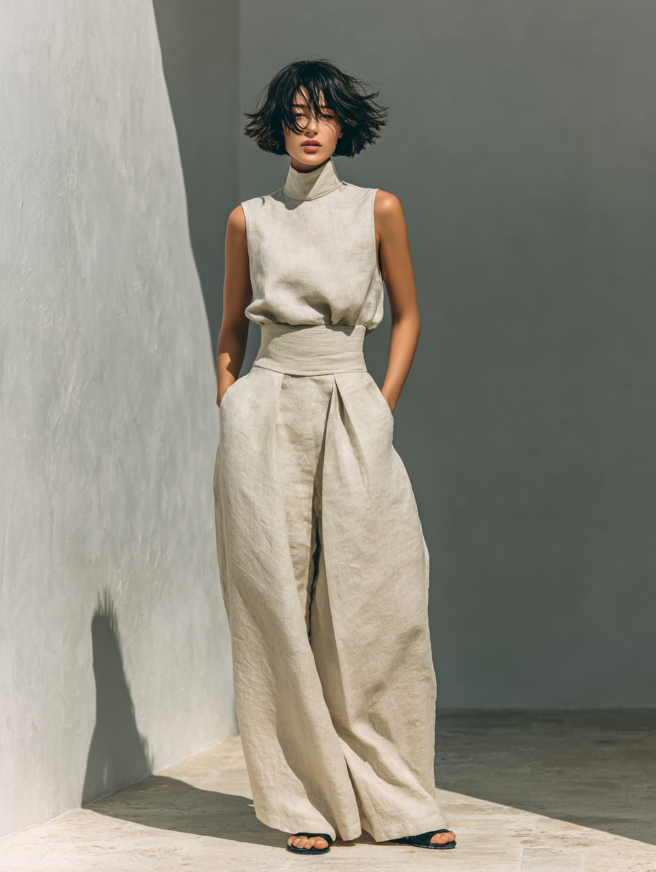 María™ | Conjunto fluido de algodón y lino — elegancia minimalista sin esfuerzo