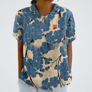 Blanco con flores azules