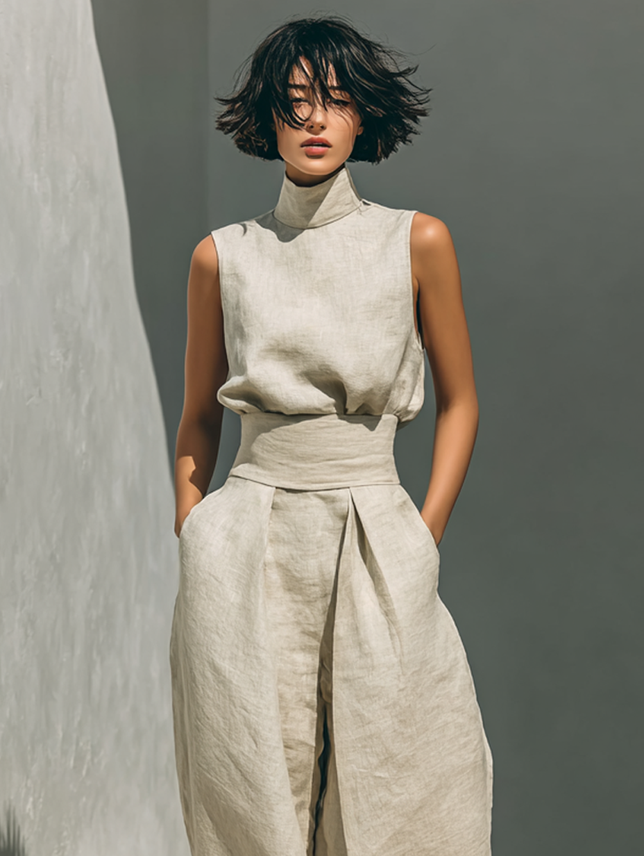 María™ | Conjunto fluido de algodón y lino — elegancia minimalista sin esfuerzo