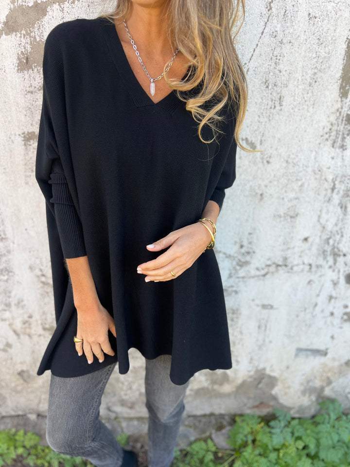 Anna™ - Cómodo jersey de punto con escote en V y manga larga