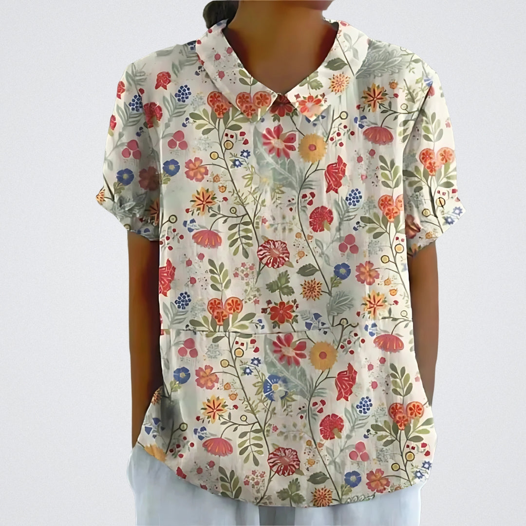 Lina | Blusa en lino floral