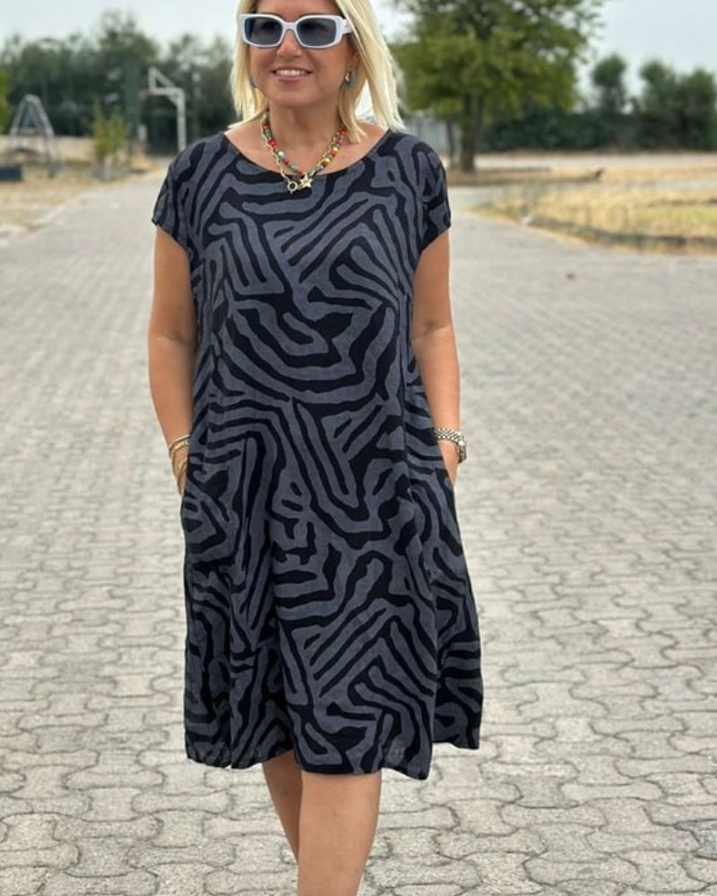 Nelia™ – Vestido de Verano con Cuello Redondo y Estampado Elegante