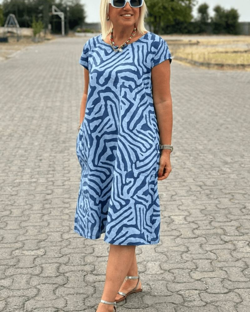 Nelia™ – Vestido de Verano con Cuello Redondo y Estampado Elegante