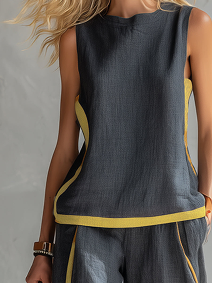 Leila | Conjunto elegante de algodón y lino