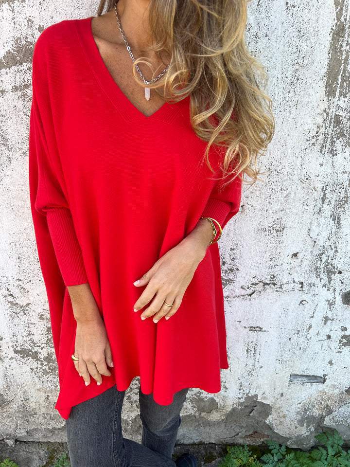 Anna™ - Cómodo jersey de punto con escote en V y manga larga