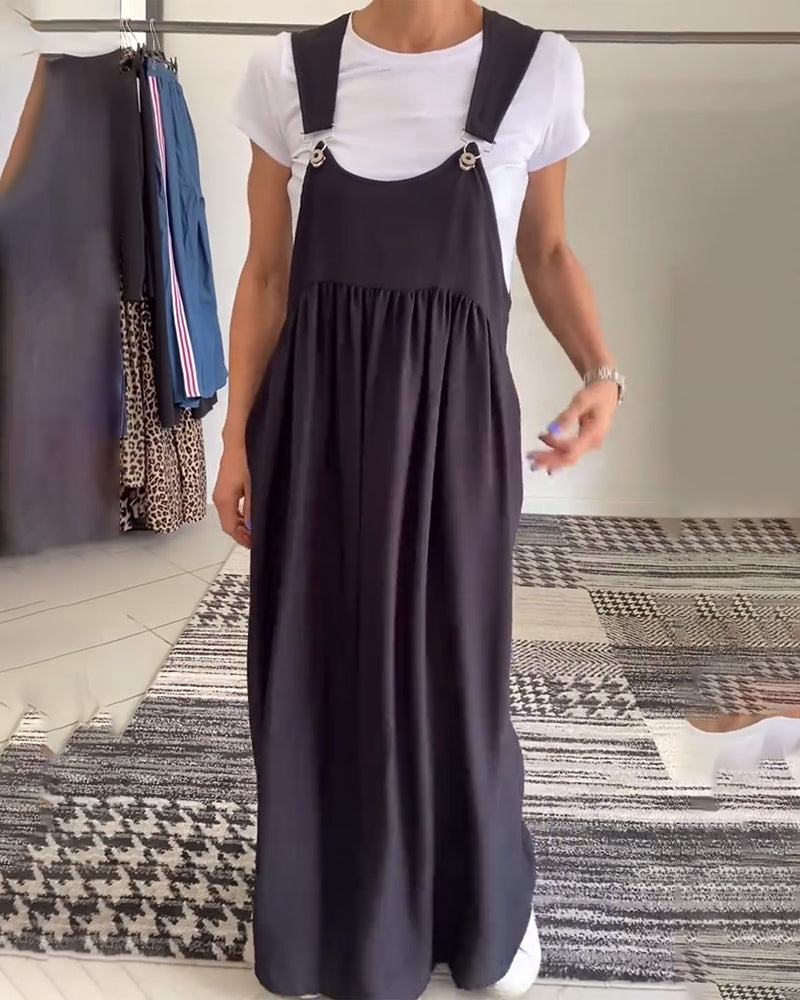 Alicia | Vestido informal de color liso con tirantes
