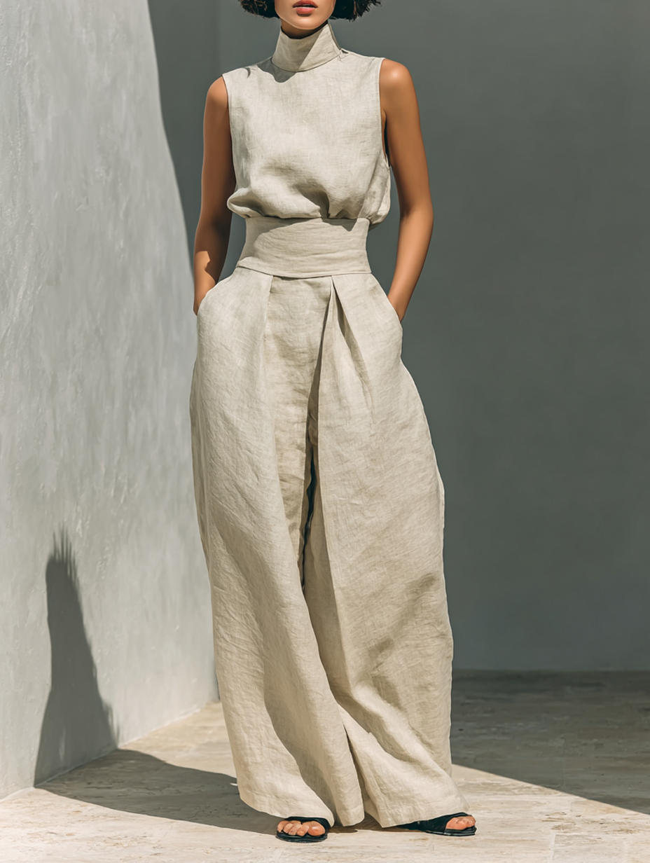 María™ | Conjunto fluido de algodón y lino — elegancia minimalista sin esfuerzo