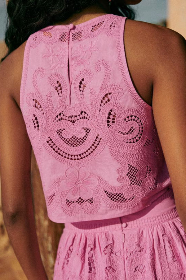 Lorena | Conjunto de verano de encaje con falda de cintura alta