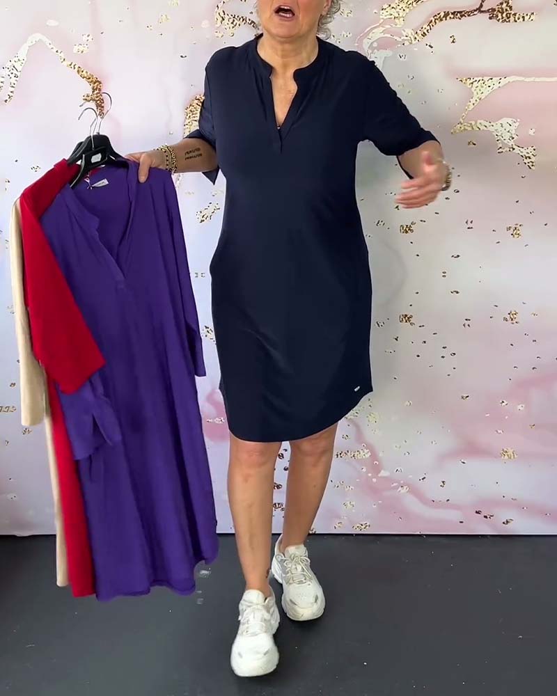 Jessica™ | Vestido liso con escote en V