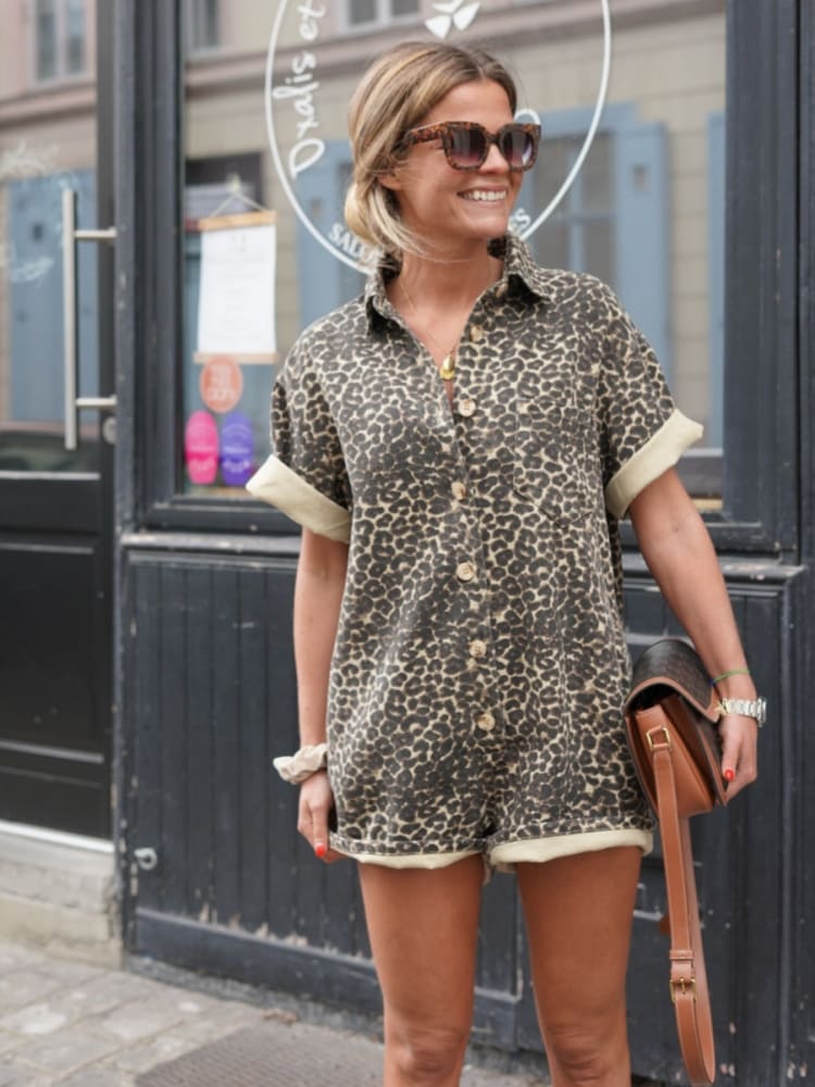 Rocio - Mono corto con estampado de leopardo