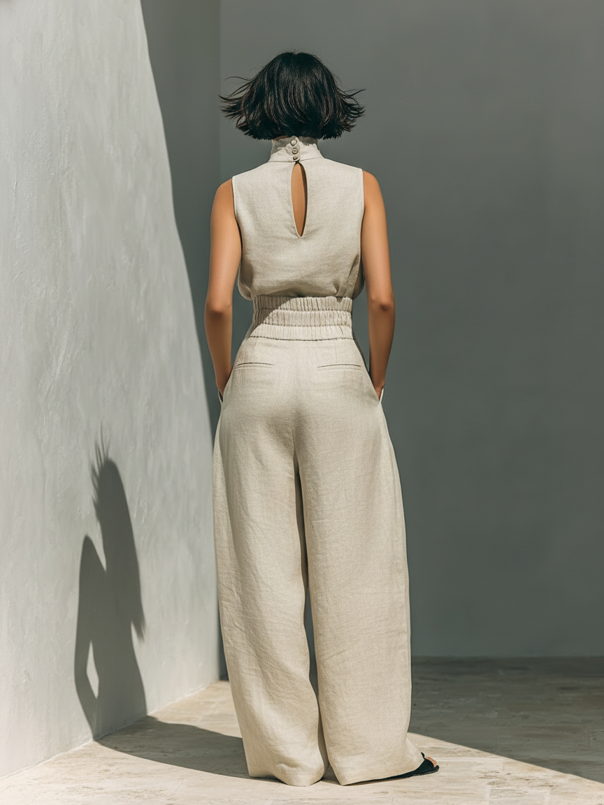 María™ | Conjunto fluido de algodón y lino — elegancia minimalista sin esfuerzo