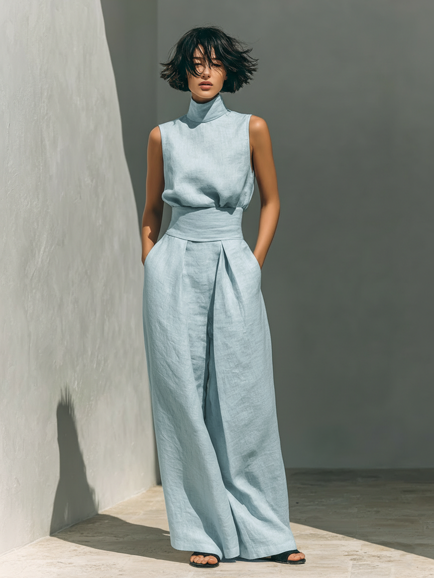 María™ | Conjunto fluido de algodón y lino — elegancia minimalista sin esfuerzo