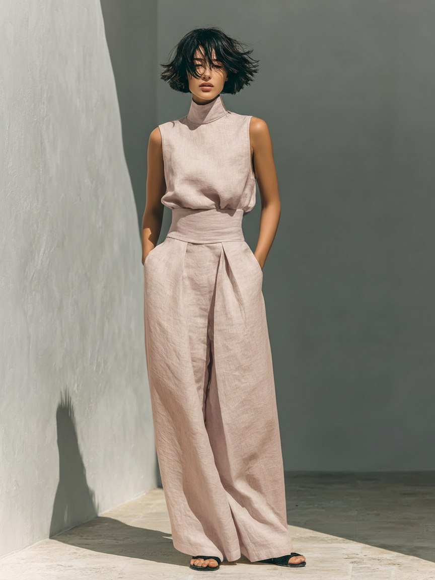 María™ | Conjunto fluido de algodón y lino — elegancia minimalista sin esfuerzo