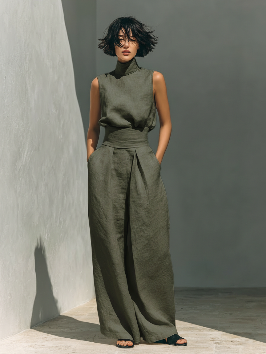María™ | Conjunto fluido de algodón y lino — elegancia minimalista sin esfuerzo
