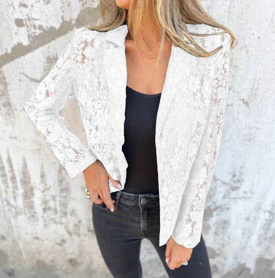 Laura | Blazer con malla de encaje