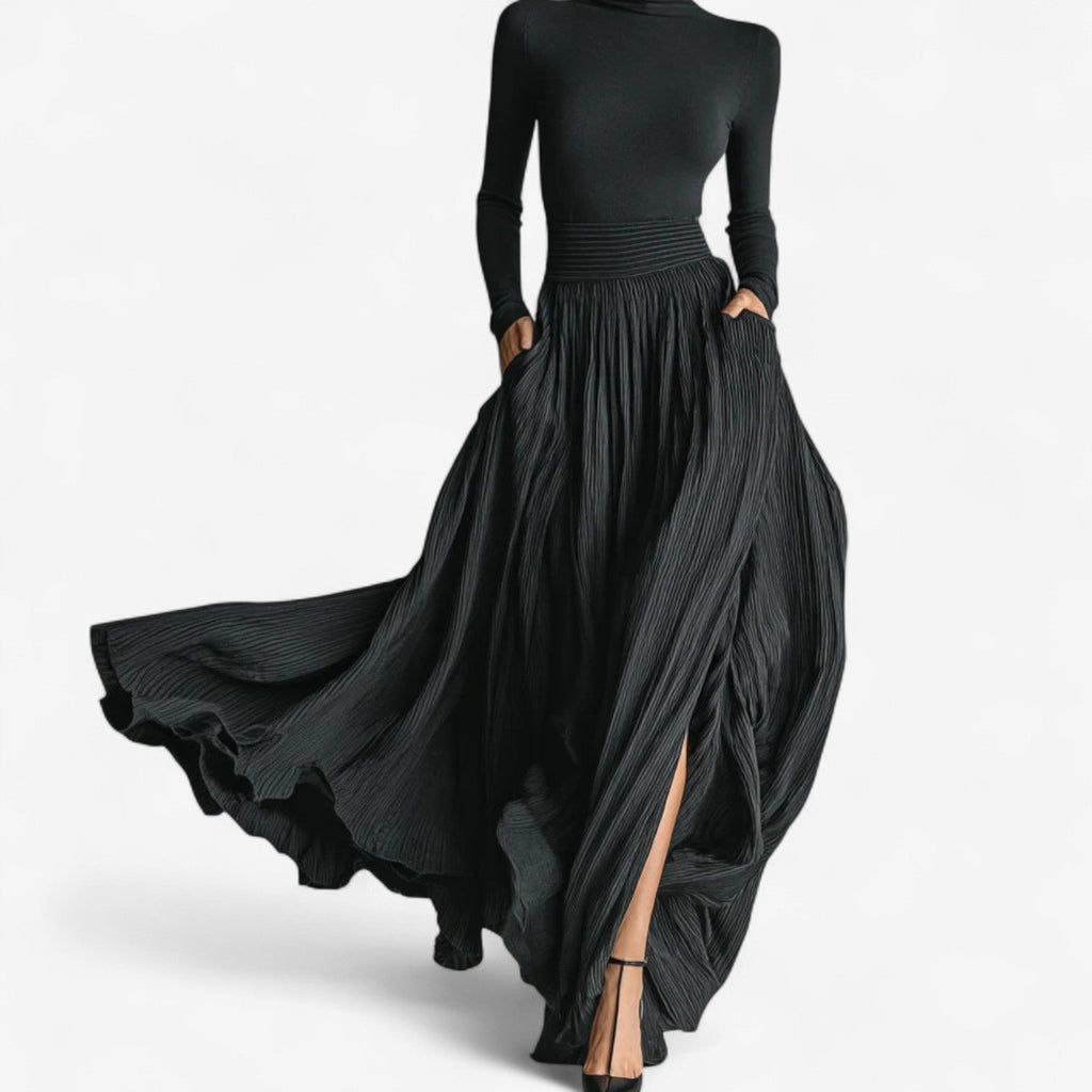 Aline™ – Vestido Largo de Cintura Alta y Caída Fluida