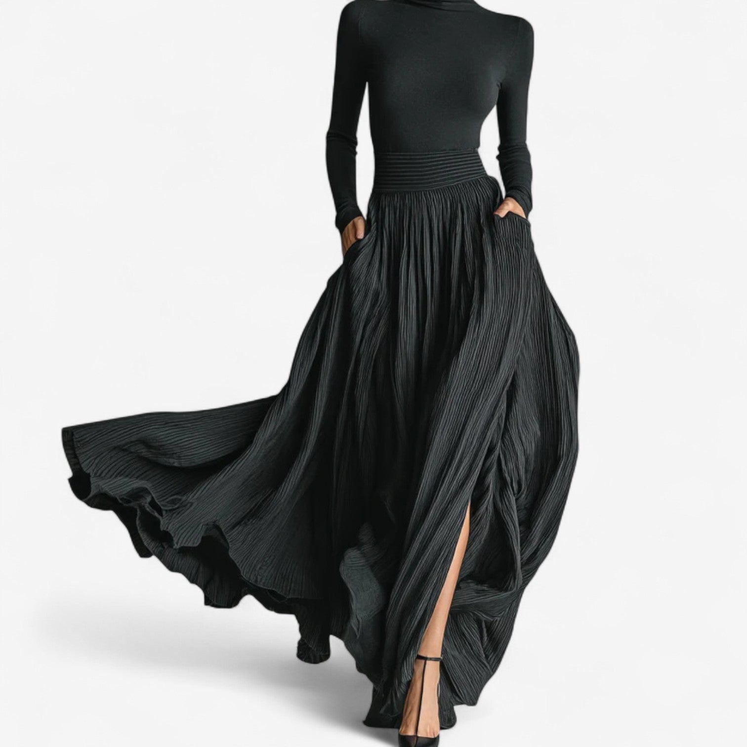 Aline™ – Vestido Largo de Cintura Alta y Caída Fluida