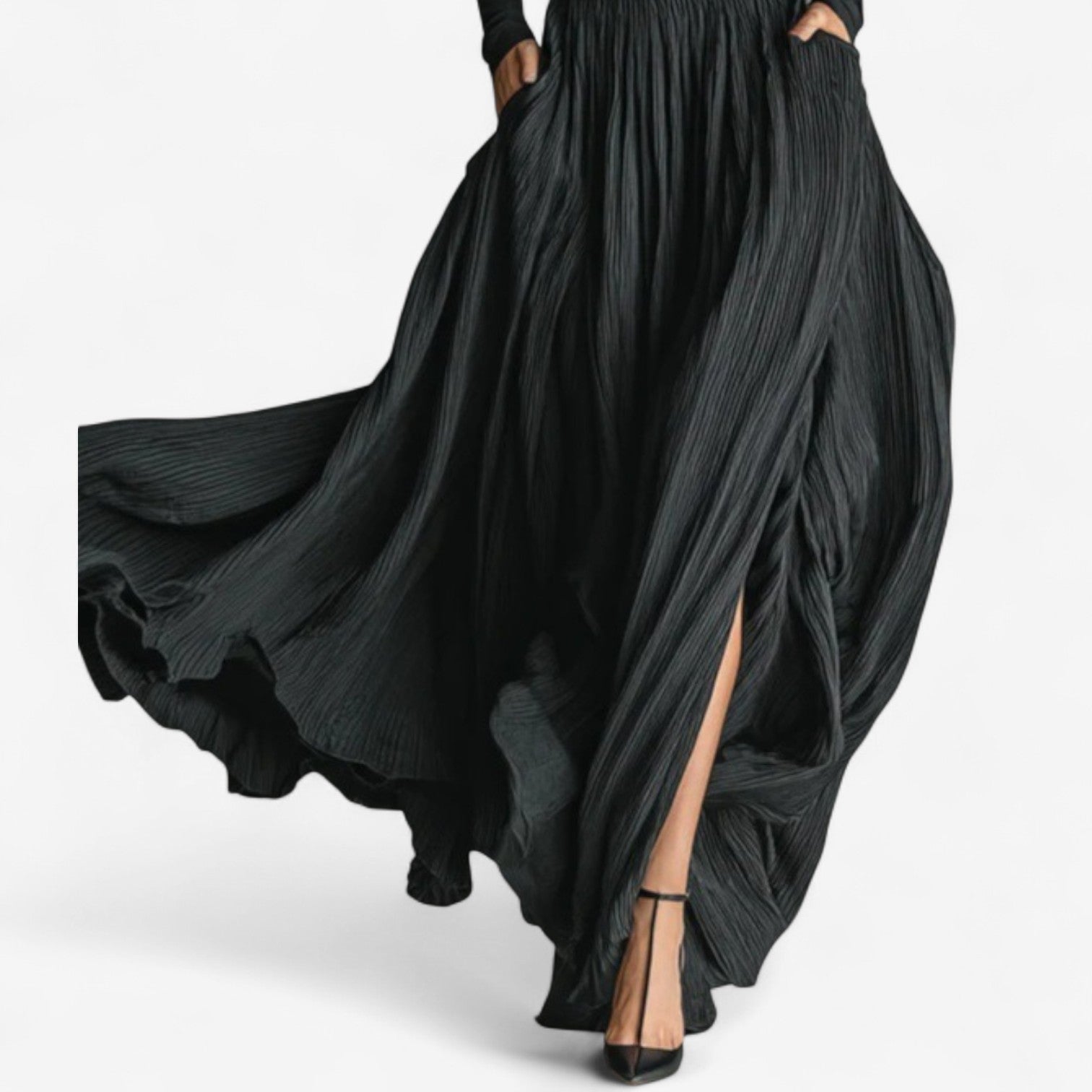 Aline™ – Vestido Largo de Cintura Alta y Caída Fluida
