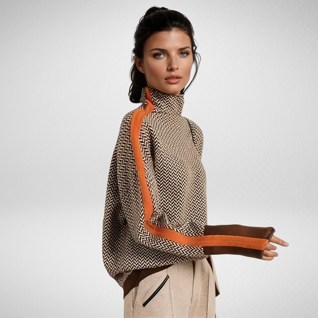 Clemence | Jersey de cuello alto con rayas en contraste