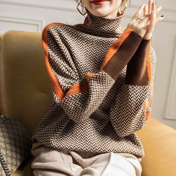 Clemence | Jersey de cuello alto con rayas en contraste
