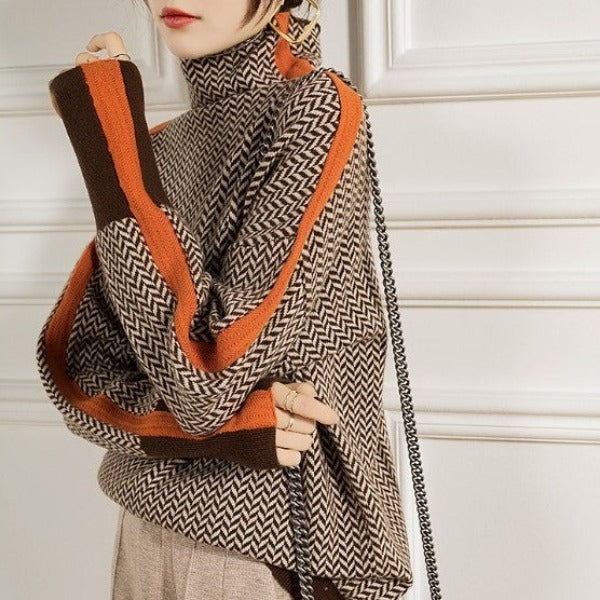 Clemence | Jersey de cuello alto con rayas en contraste