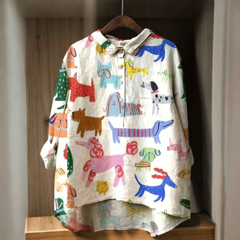 Lili® | Blusa exclusiva para mujer con estampado de perro