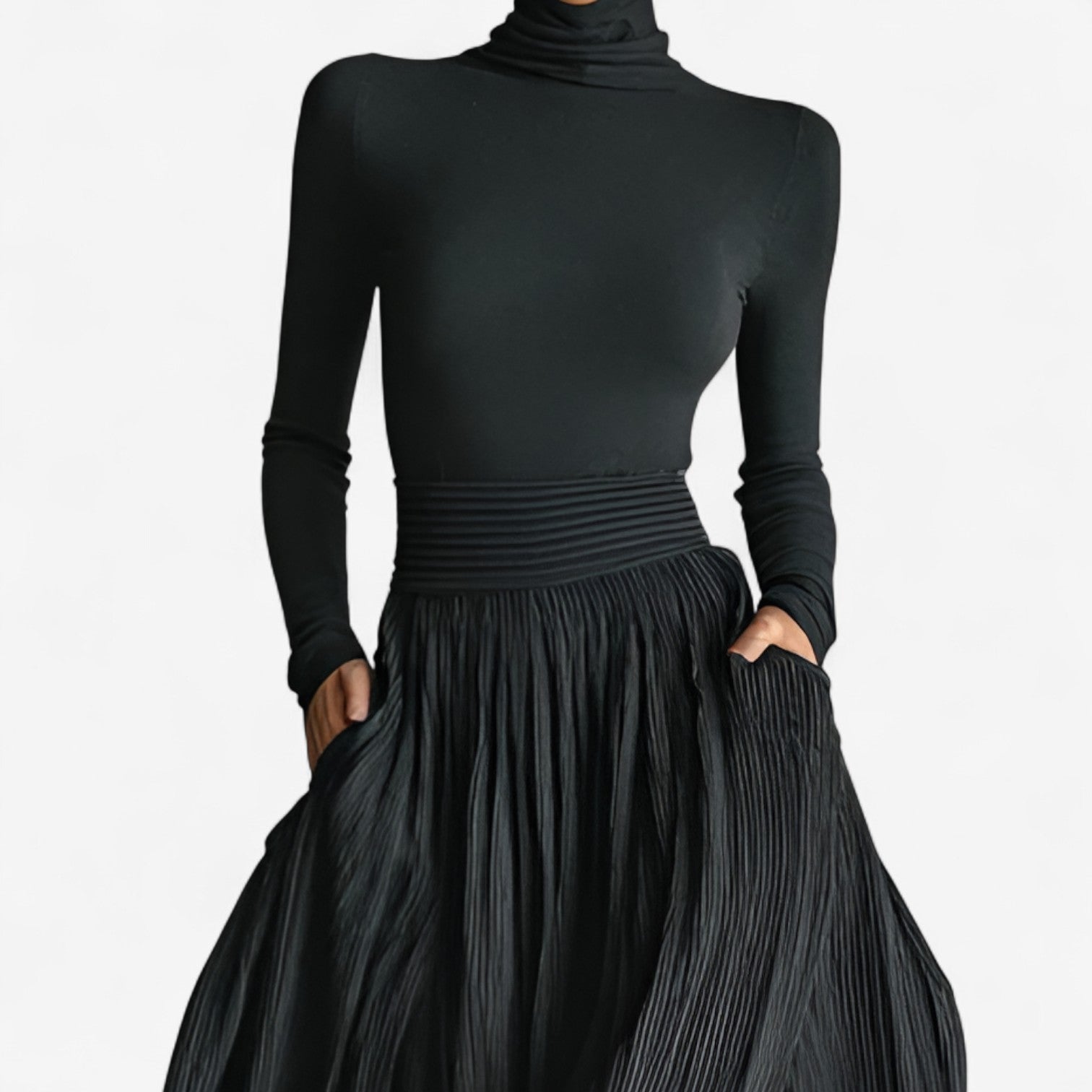 Aline™ – Vestido Largo de Cintura Alta y Caída Fluida