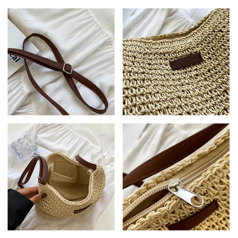 Soléna™ – Bolso Bandolera de Paja Natura