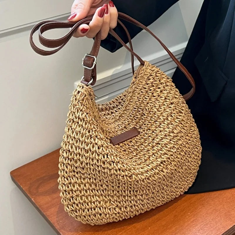 Soléna™ – Bolso Bandolera de Paja Natura