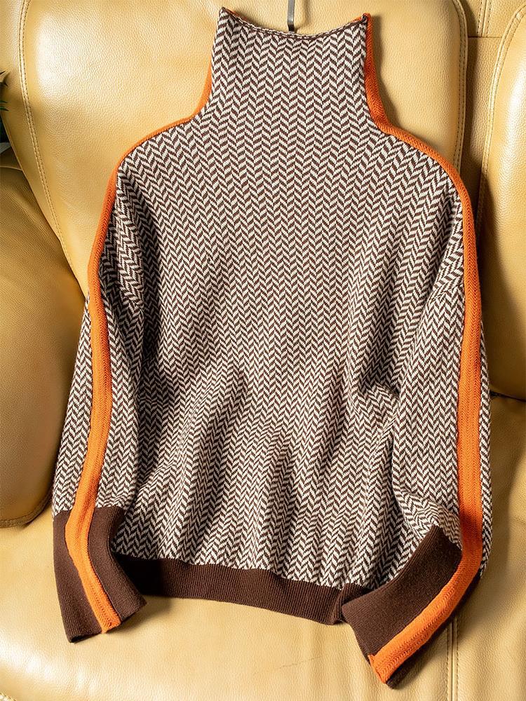Clemence | Jersey de cuello alto con rayas en contraste