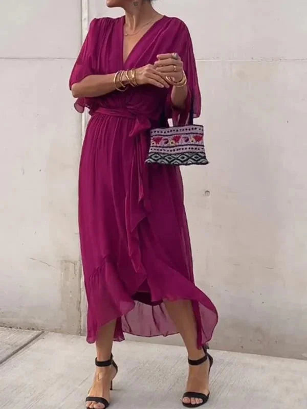 Isabel - Vestido de gasa con escote en V