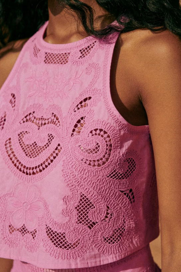 Lorena | Conjunto de verano de encaje con falda de cintura alta
