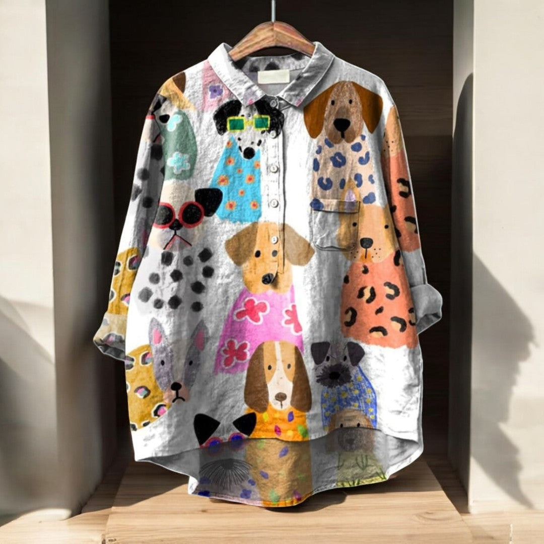 Lili® | Blusa exclusiva para mujer con estampado de perro