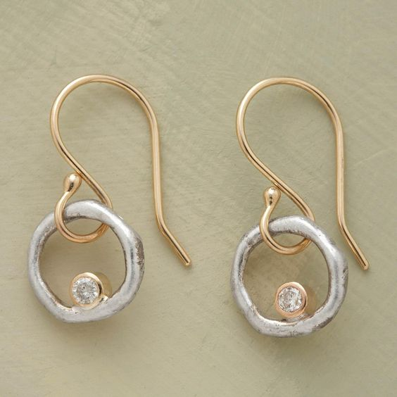 Pendientes Vintage de Oro y Plata con Zirconia