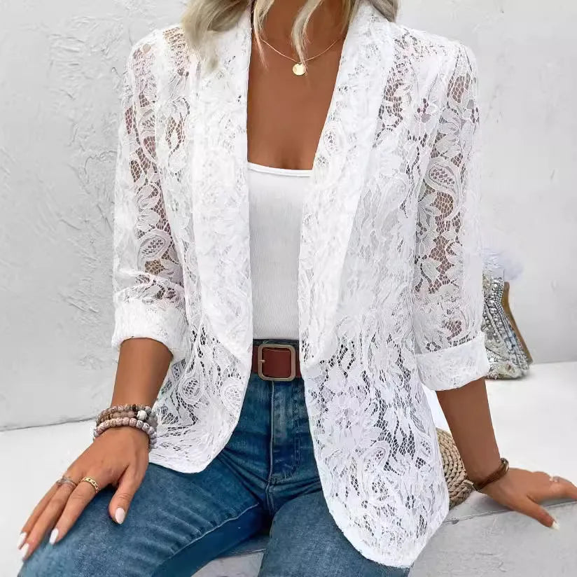 Laura | Blazer con malla de encaje