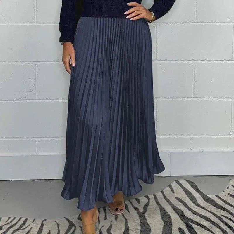 Claudia™ – Vestido Maxi con Jersey y Falda Plisada