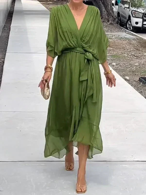Isabel - Vestido de gasa con escote en V