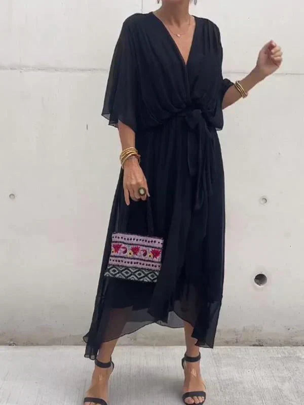 Isabel - Vestido de gasa con escote en V