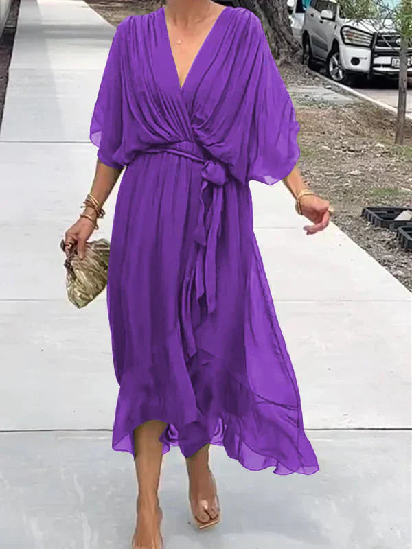 Isabel - Vestido de gasa con escote en V