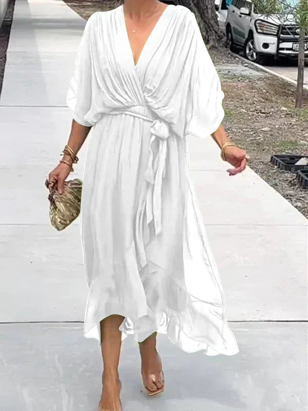 Isabel - Vestido de gasa con escote en V
