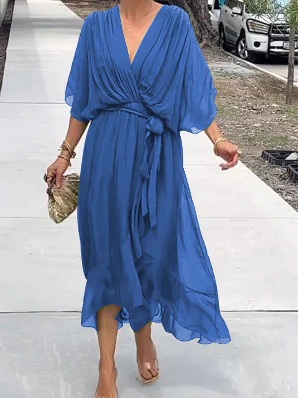 Isabel - Vestido de gasa con escote en V
