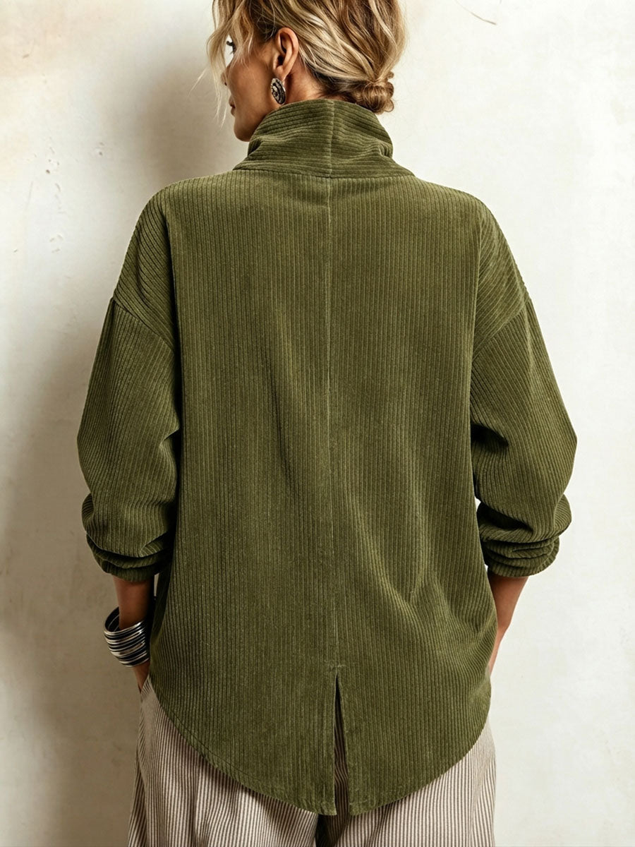 Lucilla | Camisa de terciopelo acanalado con cuello alto