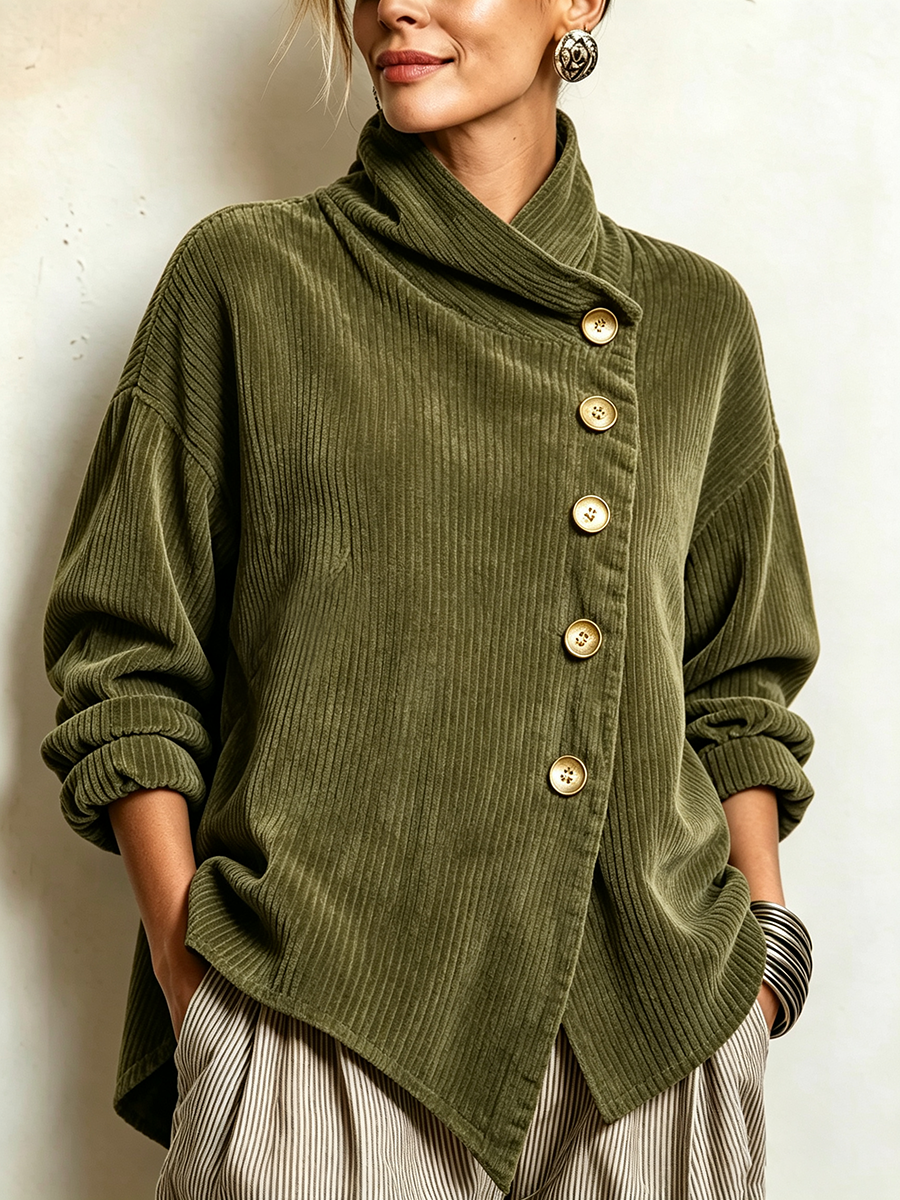 Lucilla | Camisa de terciopelo acanalado con cuello alto