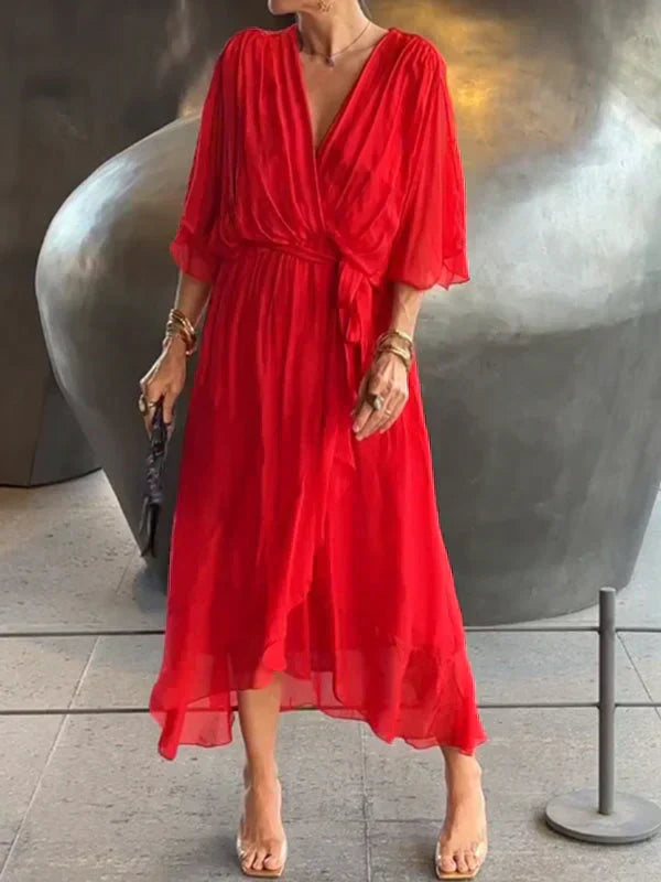 Isabel - Vestido de gasa con escote en V