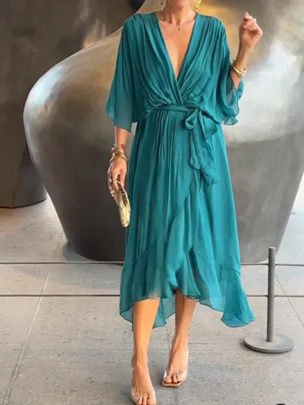 Isabel - Vestido de gasa con escote en V