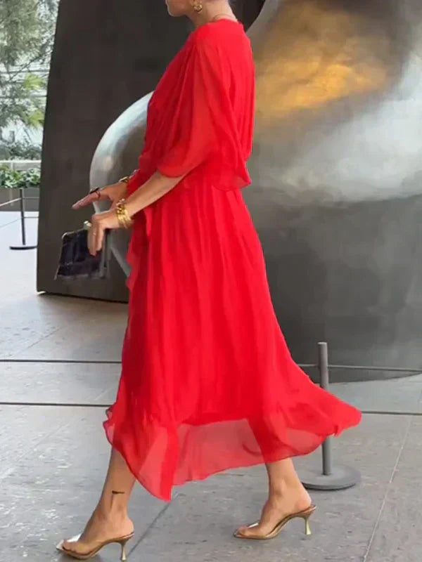 Isabel - Vestido de gasa con escote en V