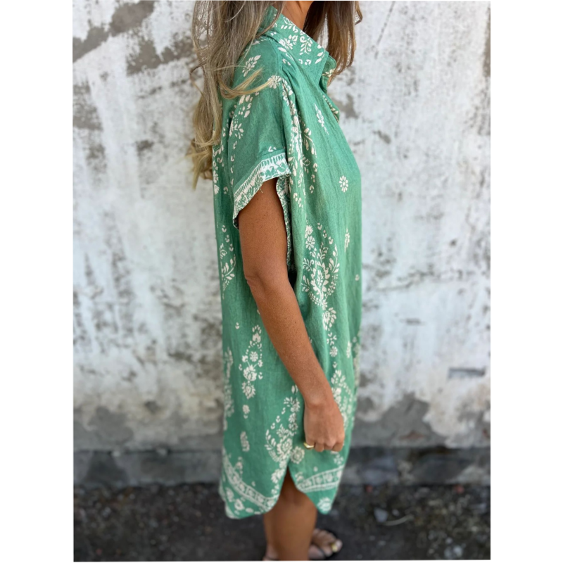 Almudena | Vestido holgado de manga corta con estampado