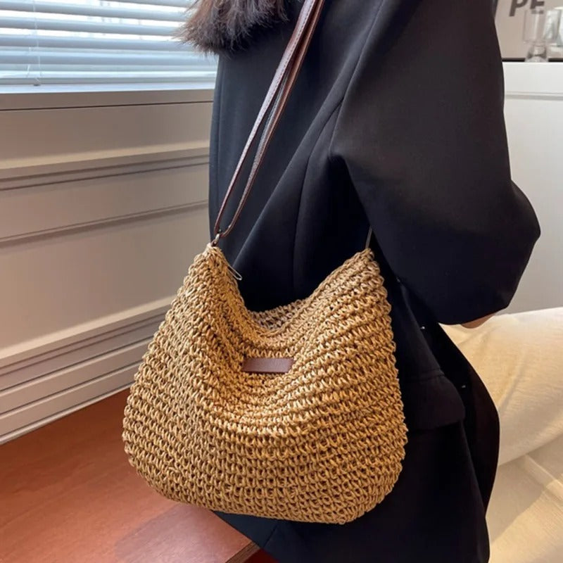 Soléna™ – Bolso Bandolera de Paja Natura