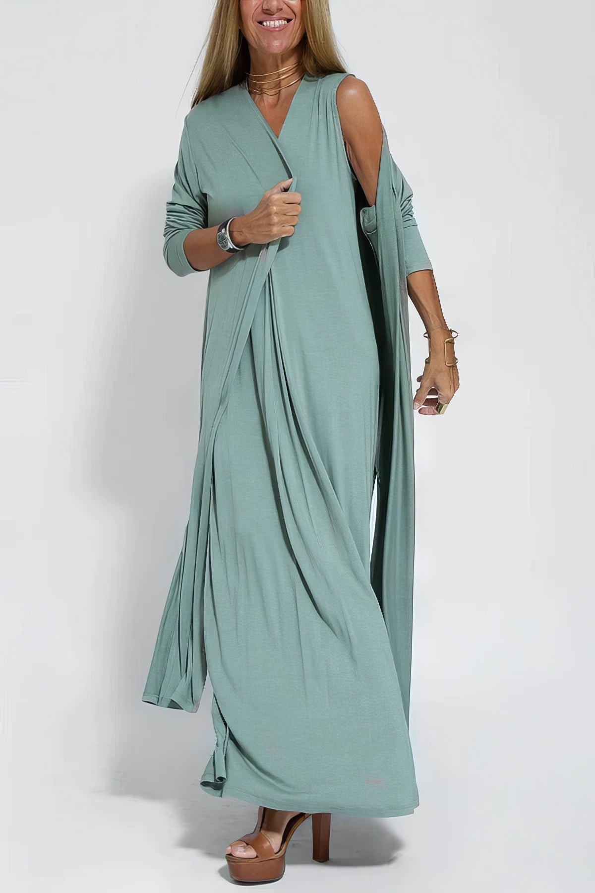 ELISE | Elegante vestido largo con cárdigan a juego gratis